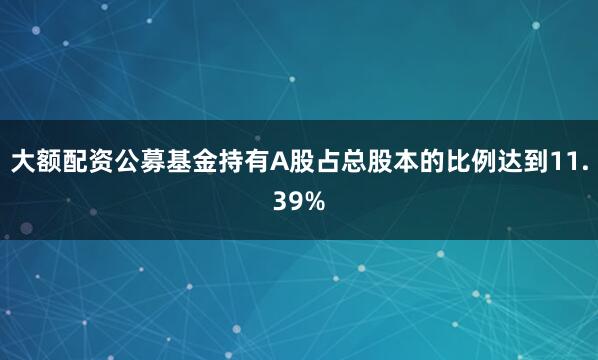 大额配资公募基金持有A股占总股本的比例达到11.39%
